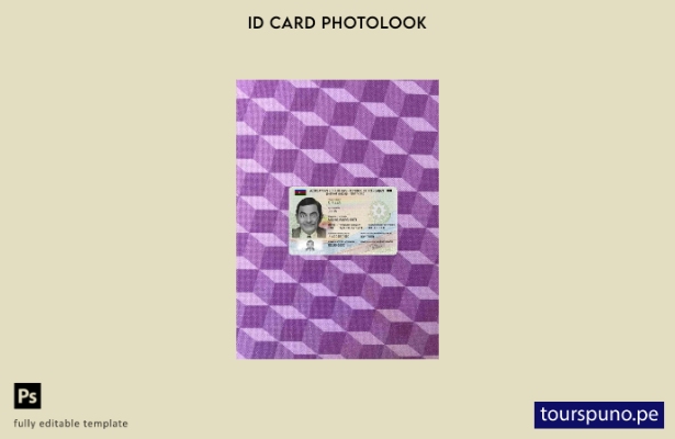 Plantilla FRONTAL lista para imprimir con aspecto fotográfico de identificació 3